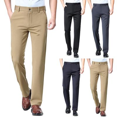 Men's Solid Color Casual Stretch Trousers Men's Loose Straight Suit Pants