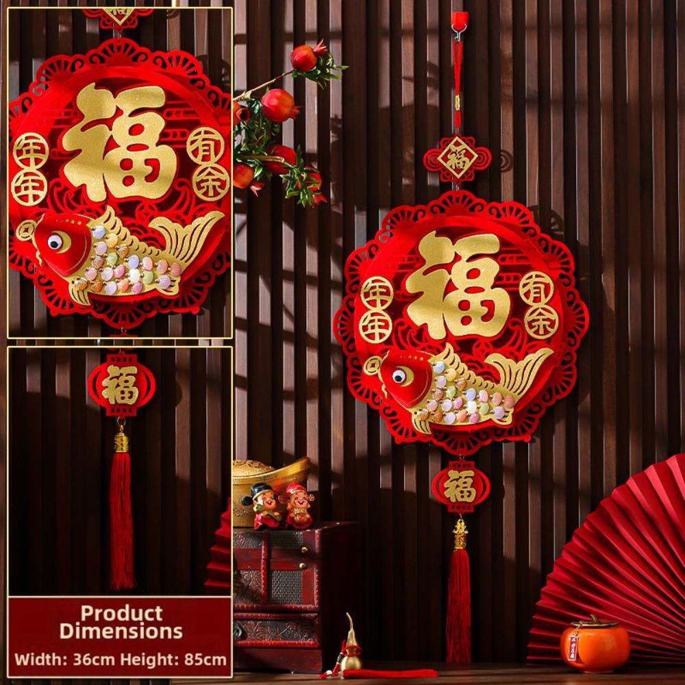 

Handmade New Year Fu Character Pendants Traditional Chinese Knot Pendant Living Room Decoration Style C