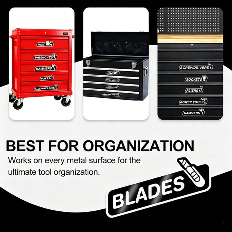 12 Pcs Tool Box Magnetic Labels with Icons, Automotive Toolbox Magnet Stickers
