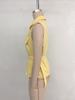 2025 Summer Yellow Sleeveless Waist-Cinching Open-Front Shirt with Collar (European/American Style)
