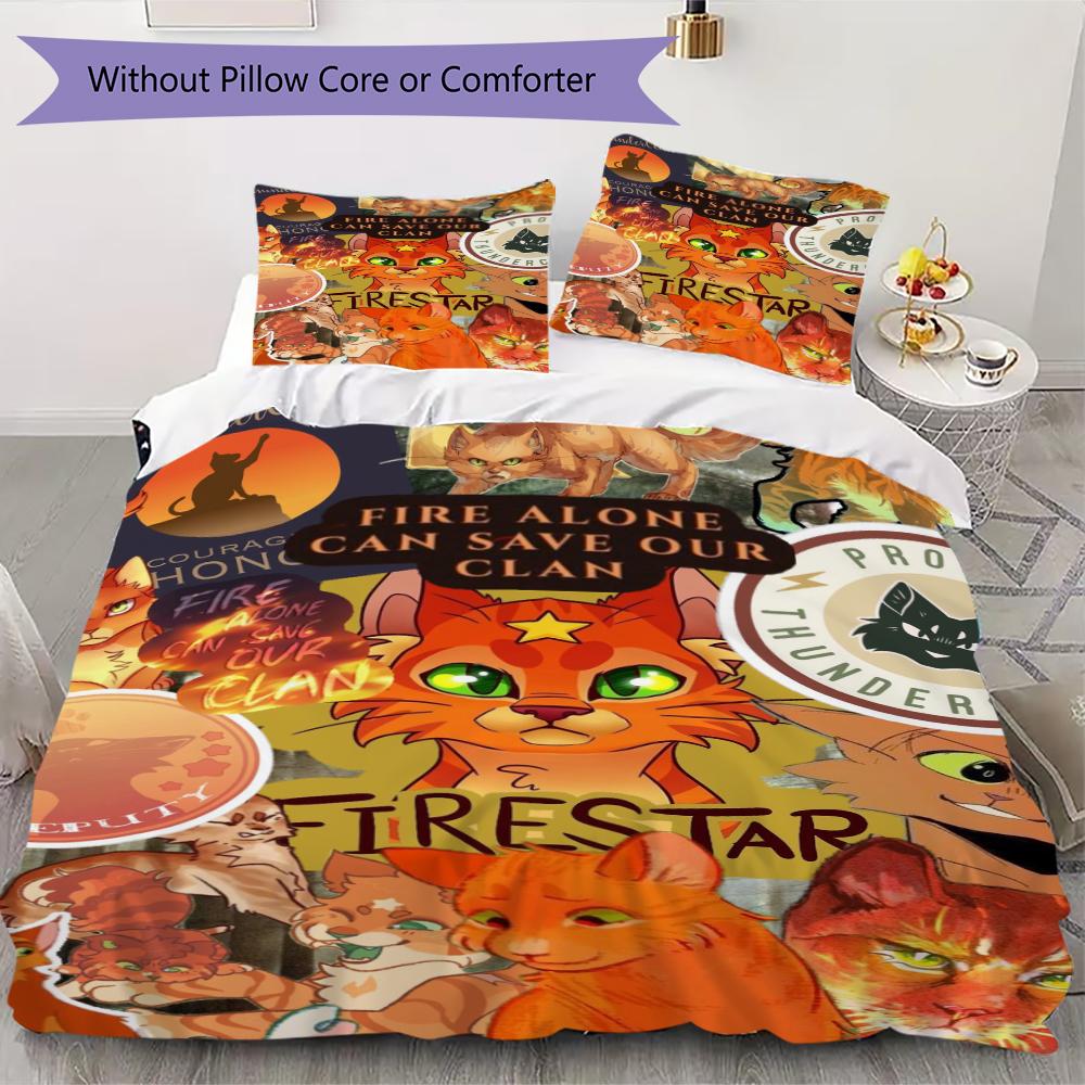 Cat Warrior Pattern Bedding,Quilt Set