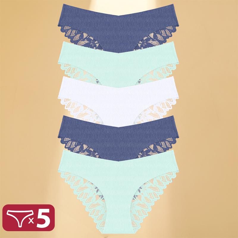 

FINETOO 5 шт./компл. прозрачное кружевное нижнее белье с цветочным принтом бесшовное треугольное нижнее белье сексуальные облегающие трусики для женщин удобные трусики XL&Set