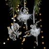 New Christmas Decoration Glitter Acrylic Ornament Transparent Snowflake Pendant for Xmas Tree Scene Decor Happy New Yeart