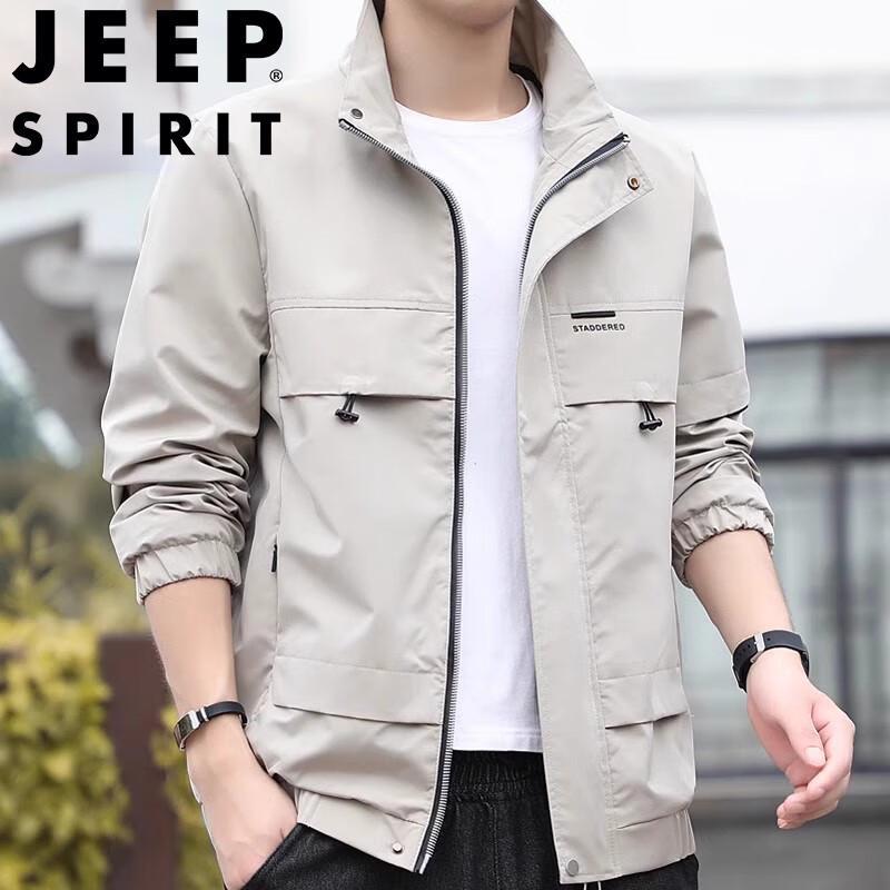 JEEP SPIRIT Men's Stand-Collar Casual Utility Jacket