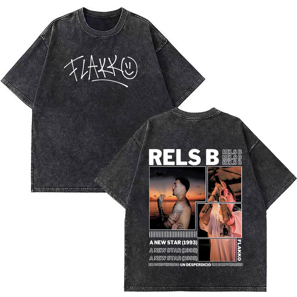 Rapper RELS B Skinny Flakk A New Star Album Merch Tshirt Unisex Women Fashion Hip Hop Tshirts Cotton Oversized Washed Tshirts