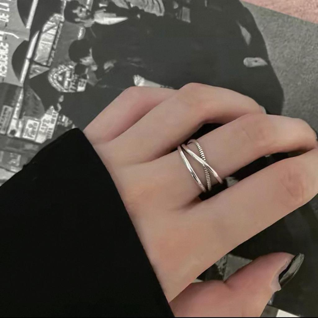 Adjustable Thai Silver Retro Ring: Trendy, Versatile, Hip Hop-Inspired Design for Women