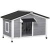 Hundehütte aus Holz für den Außenbereich, für mittelgroße Hunde, 72H x 109L x 79B cm, Grau