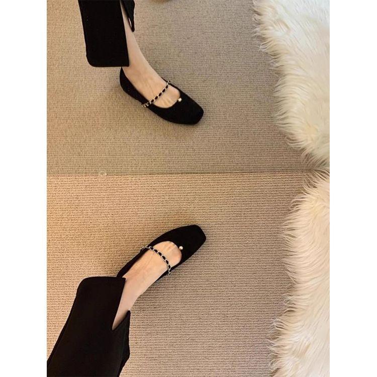 Popular retro Doudou shoes French fashion flat-bottomed suede square head Mary Jane single shoes women's spring and autumn 2025 new models