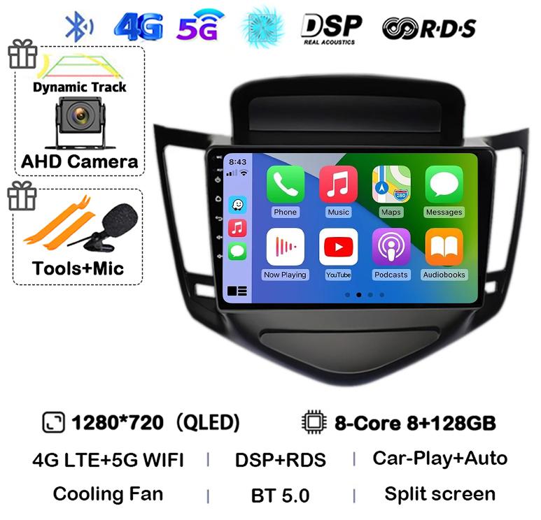 Android 14 Carplay Auto For Chevrolet Cruze 2008 2009 2010 2011 2012 4G+WIFI DSP Car Radio Multimedia Video Player GPS Head Unit
