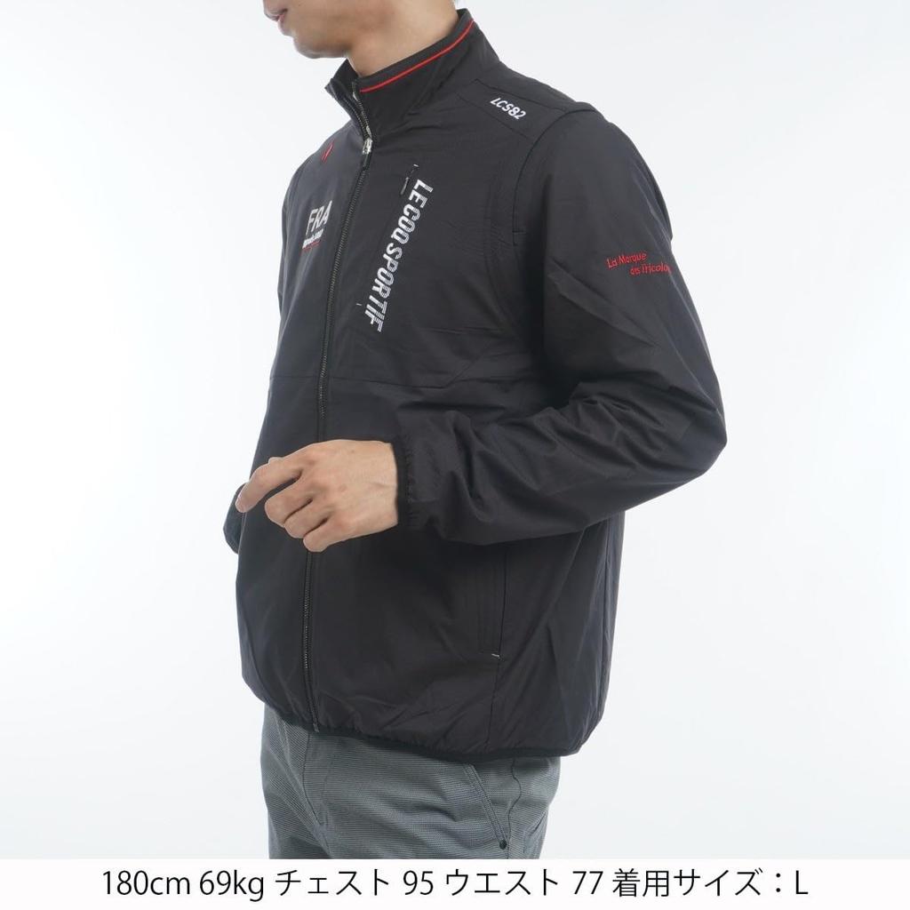 Coq Sportif Blouson Standard 2WAY Water Repellent Sleeve Removable Windproof Heat Navi Golf LG4FWB00M BK00 LL [Le Golf] [Stretch Forcer] Men's (Black)