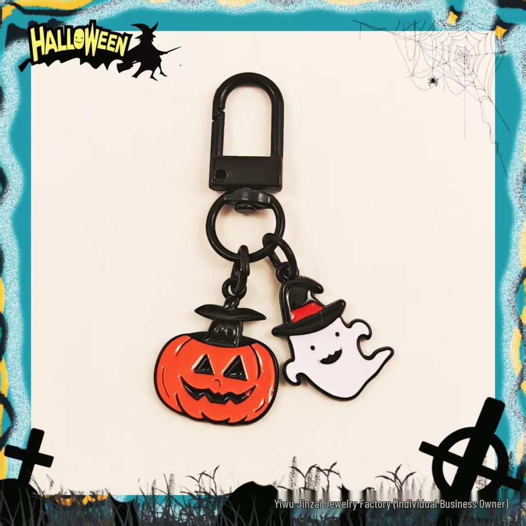 Cross-Border Halloween Skull & Pumpkin Keychain – Metal Ghost Charm Gift