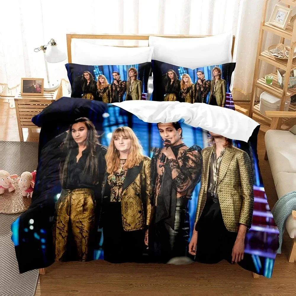 3D Printed Maneskin Rock Band Bedding Set Duvet Cover Sheet Printed Bed Set Pillowcase Full Queen King Size Comforter Bedroom