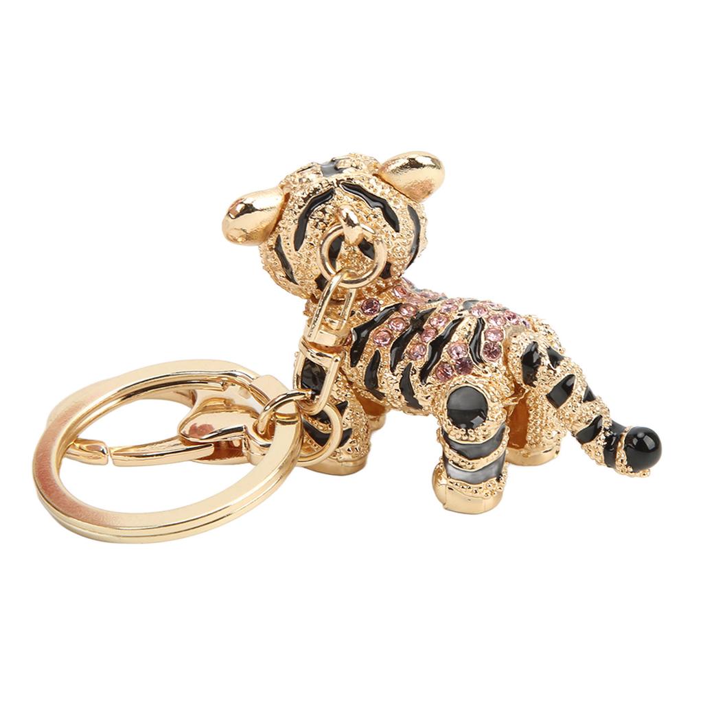 Tiger Schlüsselanhänger Dreidimensional Kleiner Tiger Strass Auto Schlüsselanhänger Damen Taschenanhänger AnhängerPink