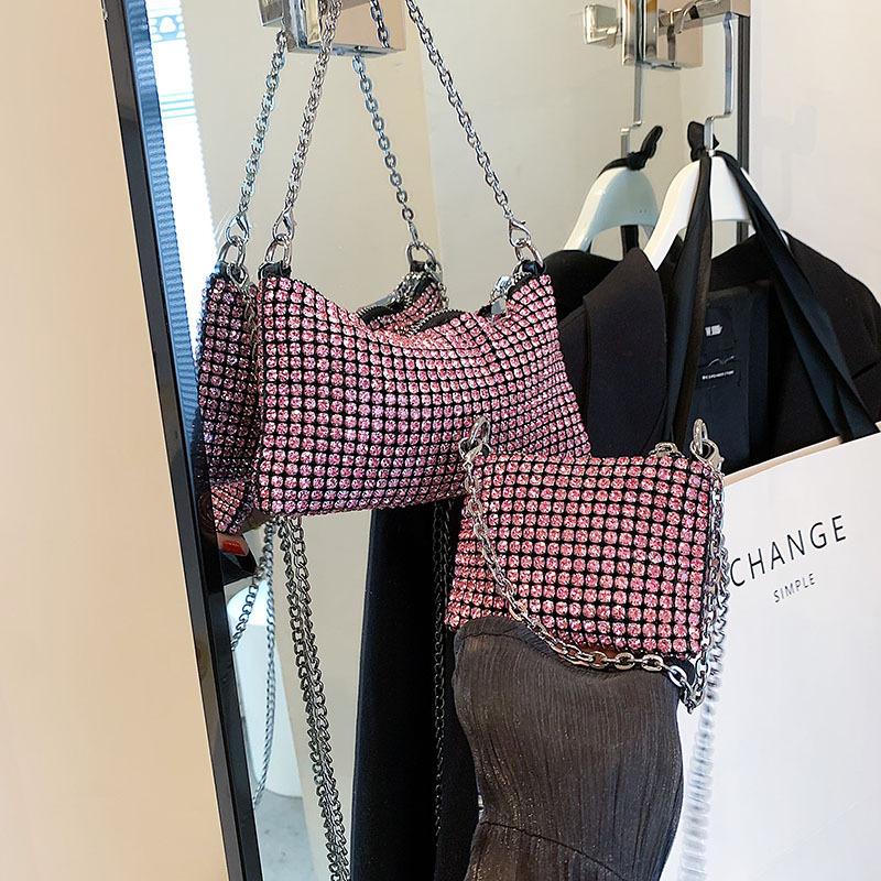 Temperament Rhinestone Bag 2025 New Trendy Full Diamond Bag Mini Shoulder Messenger Bag Hand Bag Women's Lipstick Bag