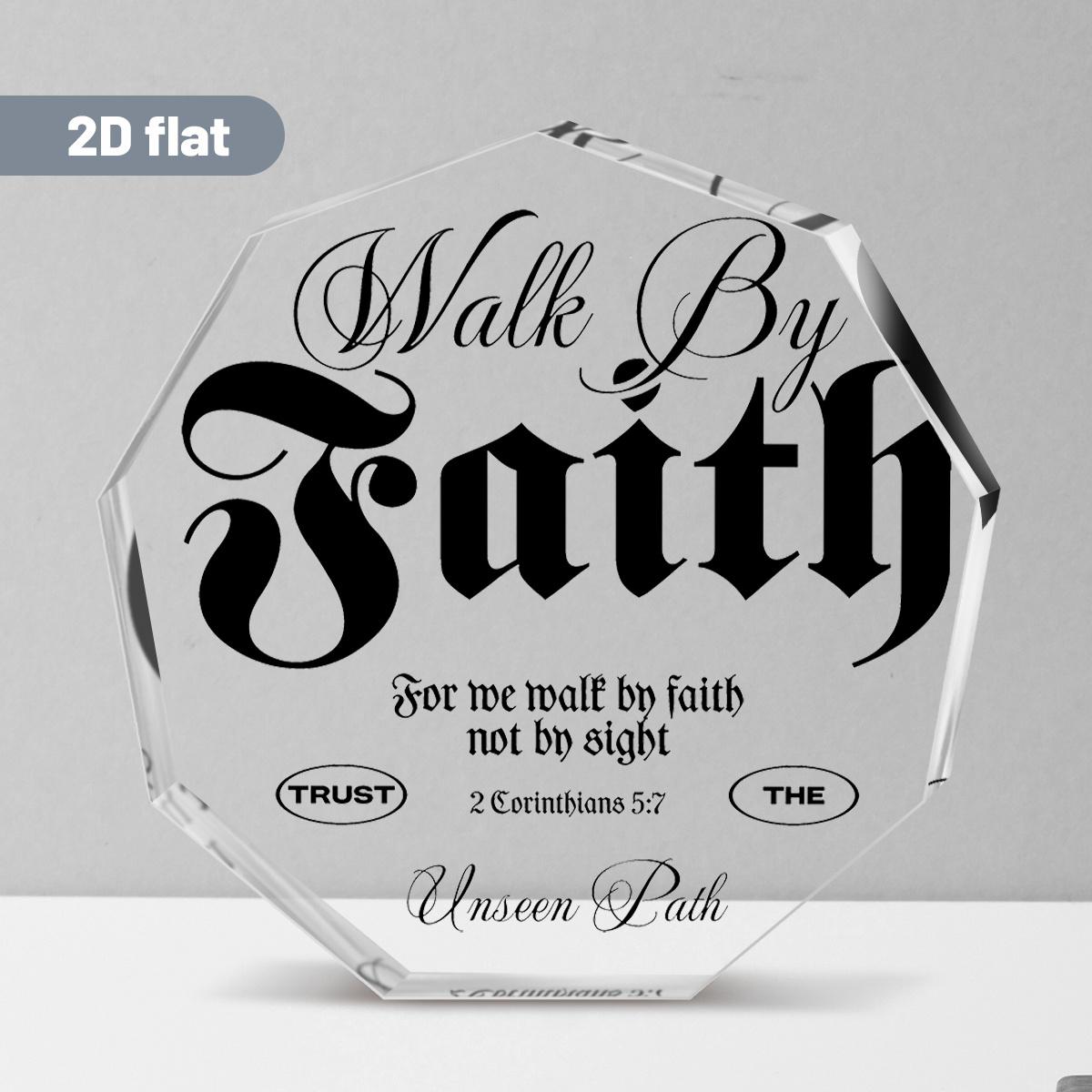 

Christian Plaque - Verse Walk By Faith Sign with Hebrews 11:1 Scripture, Jesus Birth Scene with Mary, Rustic Farmhouse Xmas Decor for Home, Tabletop 9*8.6cm
