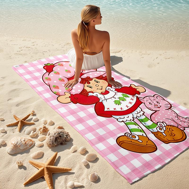 1pc Strawberry Princess6 Beach Towel, Comfortable and Thick, and Swimming/Bath/Picnic/Camping Towel, Suitable for Seaside Beaches