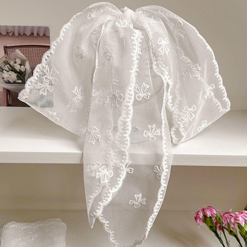 Pastoral Style Sweet Bow Headband Soft Wrap Ribbon Hair Strap French Lace Hair Scarf  Wedding