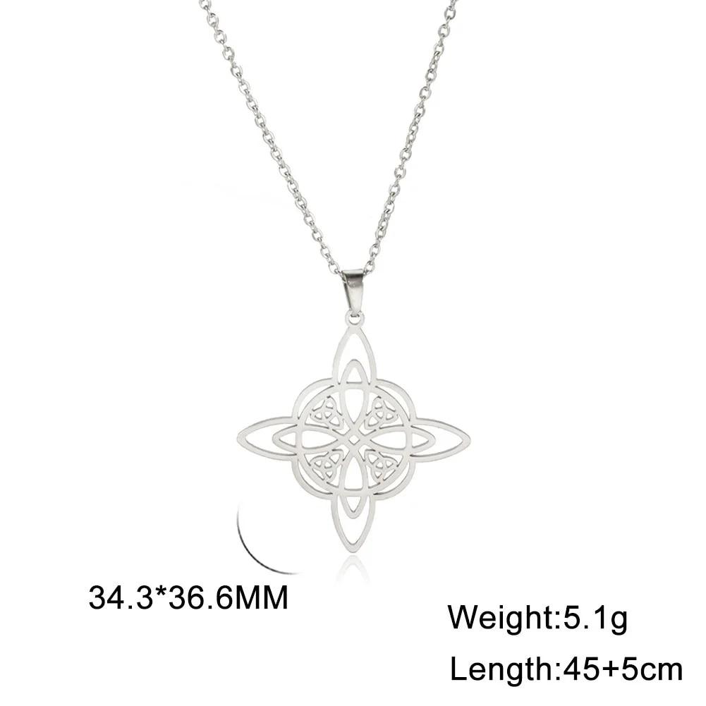 Vintage Witch Knot Necklace for Women Luck Pendant Irish Celtics Protection Amulet Stainless Steel Witchcraft Wicca Jewelry Gift