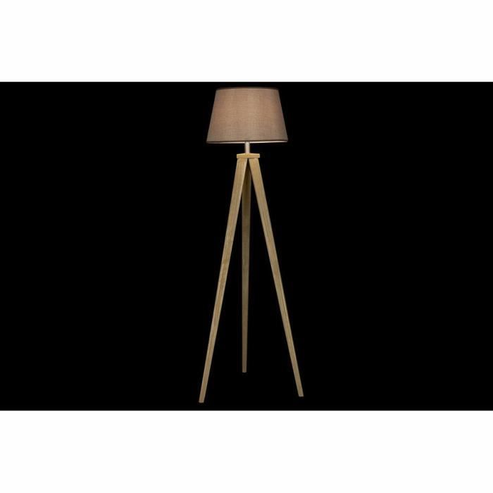 Lampadaire - Naturel Gris Marron - 40 x 40 x 154 cm - Bois Massif - 1 Ampoule - Intérieur
