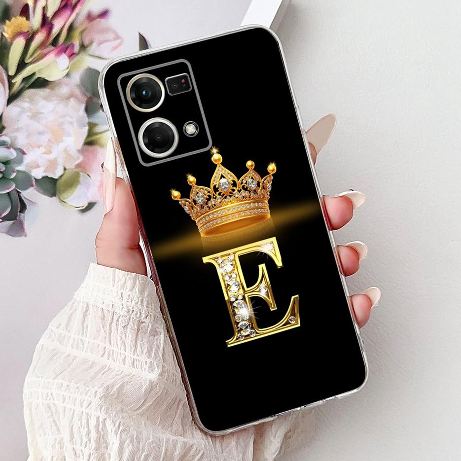 For Oppo F21 Pro 4G Case Reno7 4G CPH2363 New Crown Letters Cover Soft Silicone Phone Case For Oppo Reno8 Reno 7 F21Pro 4G Shell