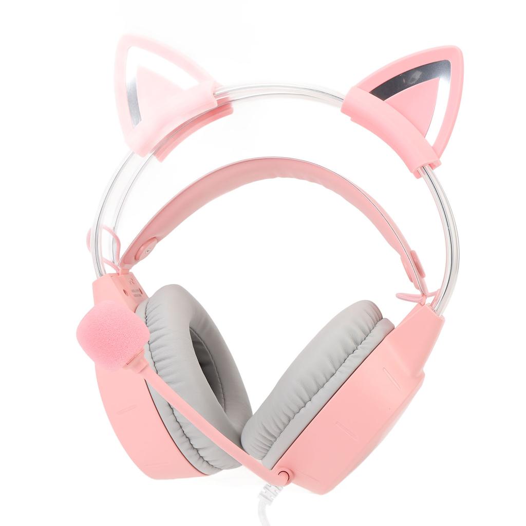 Cat Ear Gaming Headset Roseate RGB Light Adjustable Headband Wired Gaming Headphone with Mic for PC Laptop Game Console