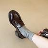 Retro thick heel small leather shoes women's spring and autumn 2025 new shallow loafers platform-soled versatile single shoes