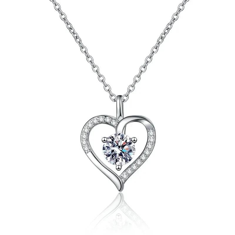 Heart Necklace 100% 925 Sterling SilverColor Pendant Necklace For Women Sparkling Wedding Party Fine Jewelry 2025