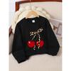 European Sizes Kids' Crewneck Sweatshirt - Cherry Leopard Bow Pattern Print Design , Sportswear And Casual Wear, Soft And Comfortable