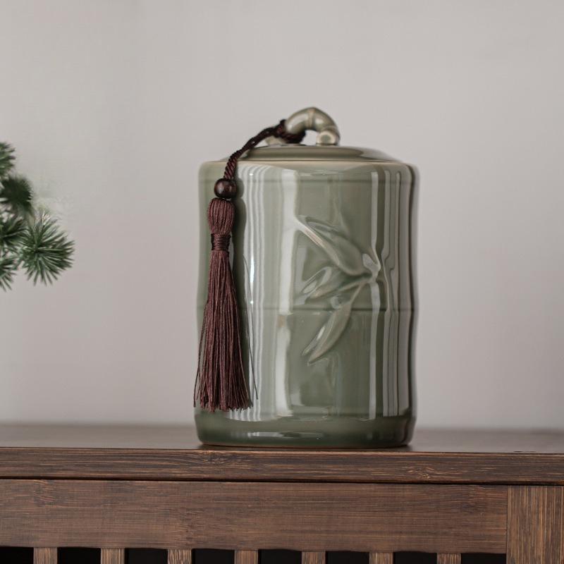 Chinese Tea Jar Ceramic Jar Sealed Jar Black Tea Green Tea Longjing White Tea Biluochun Universal