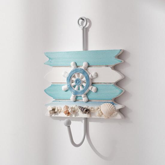 Kleiderhaken mit Aufhängelöchern Ohne Bohren Haken Marine Stil Eisen Wandhaken für Eingangsbereich Badezimmer Küche Schlüssel