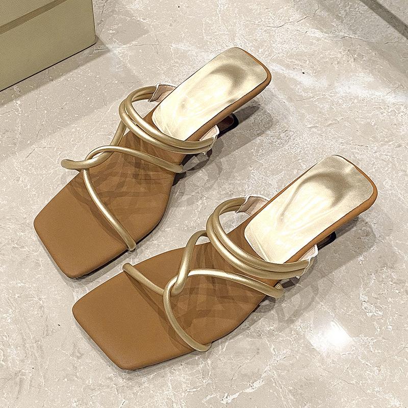 French Thin-band Roman Sandals for Women's Summer 2025 New Fashion Wedge Heel High-heeled Flip-flops for Women To Wear Outside