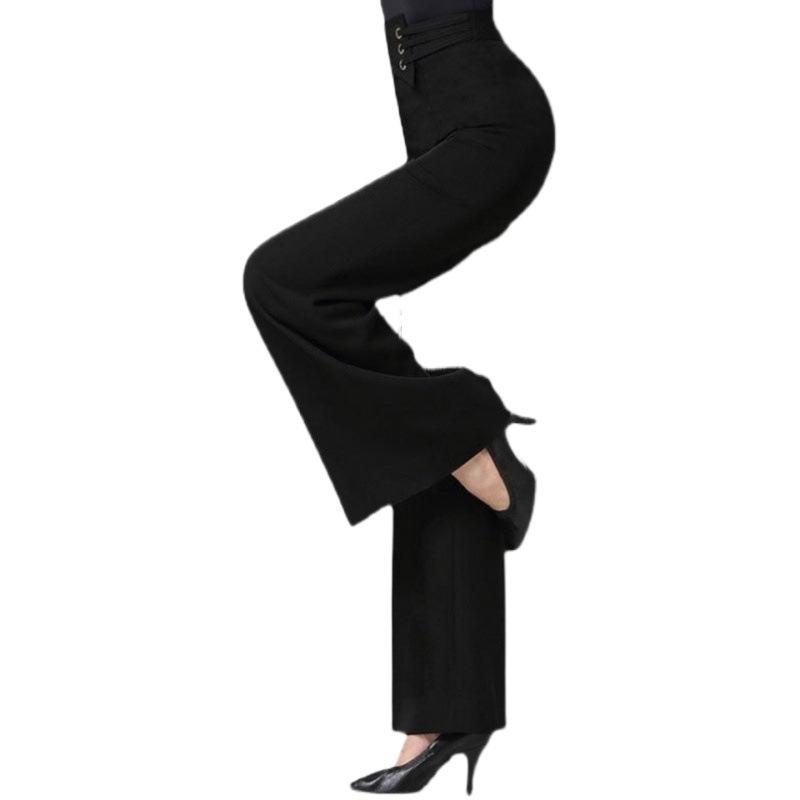 Elegante Damenmode Diamanten Modische Weite Hosen Einfarbig Elastisch Hoher Bund Lateinischer Tanz Einfach Locker Gerade Neue Freizeithosen