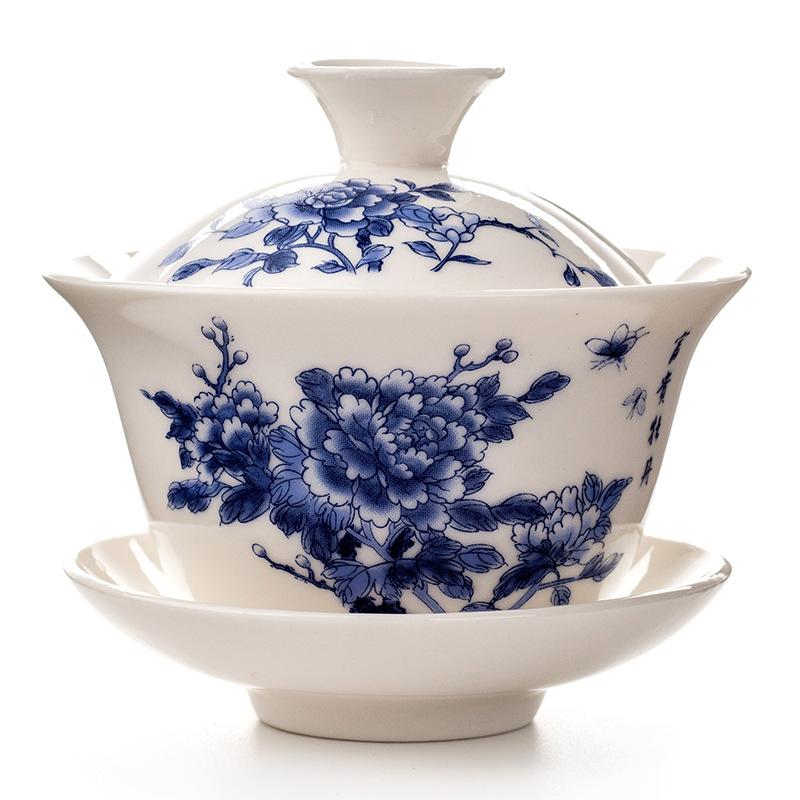 Chinese Traditions Gai Wan Tea Set Bone China Tea Sets Dehua Gaiwan Tea Porcelain Pot Set For Travel Beautiful And Easy Kettle