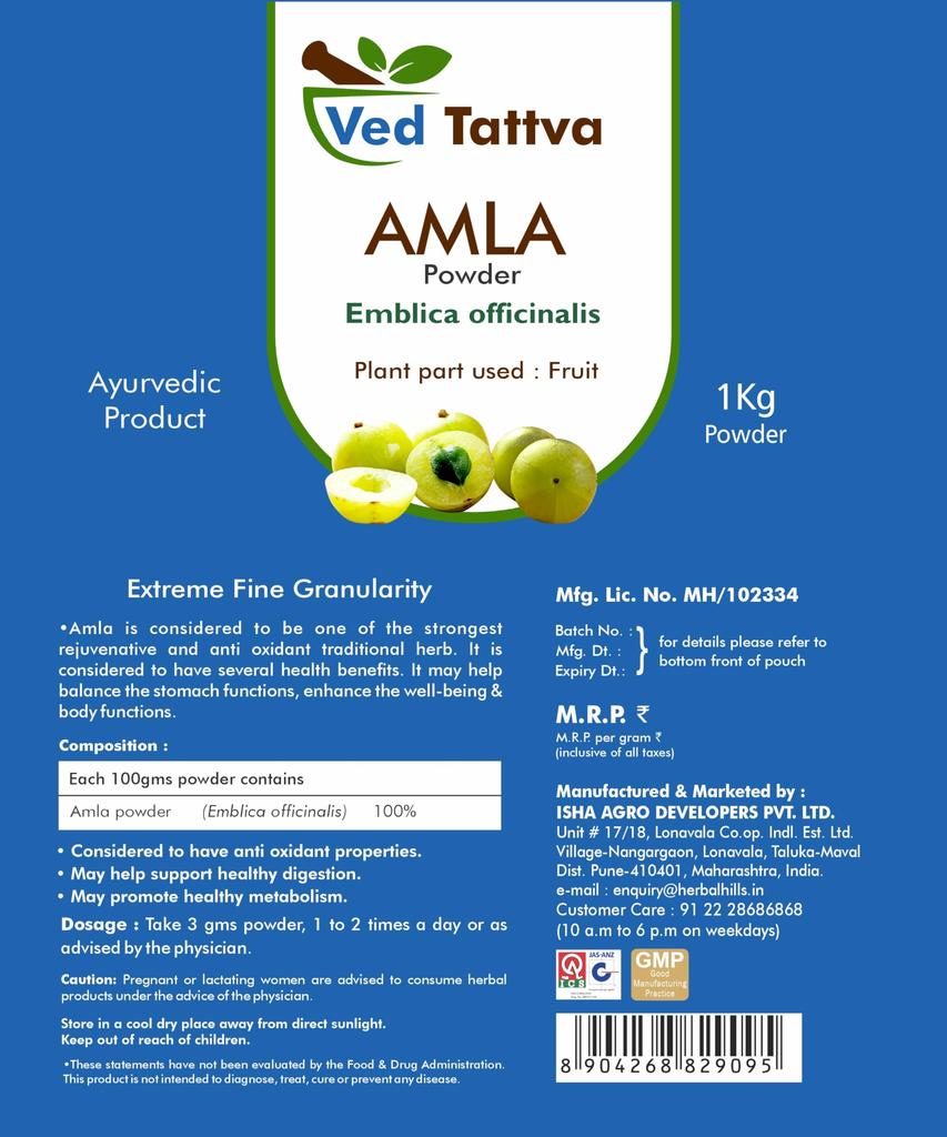Ved Tattva Amla-Pulver (1 kg Packung von 1)