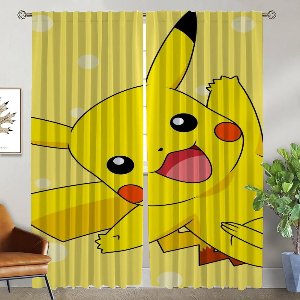 P-pokemones Blackout Curtain for Room 2 Panel Halloween Decoration Partition Home Interior Curtains Shades Tulle for Bedroom