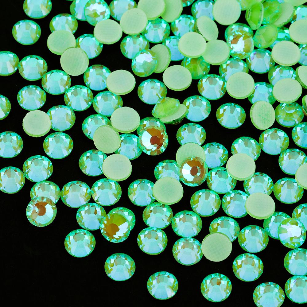Glue Bottom Luminous Protein Flat Bottom Hot Drill Sticker Drill Colored Small Round Diamond Diy Clothing Accessories Glass Diamond Colored Diamond
