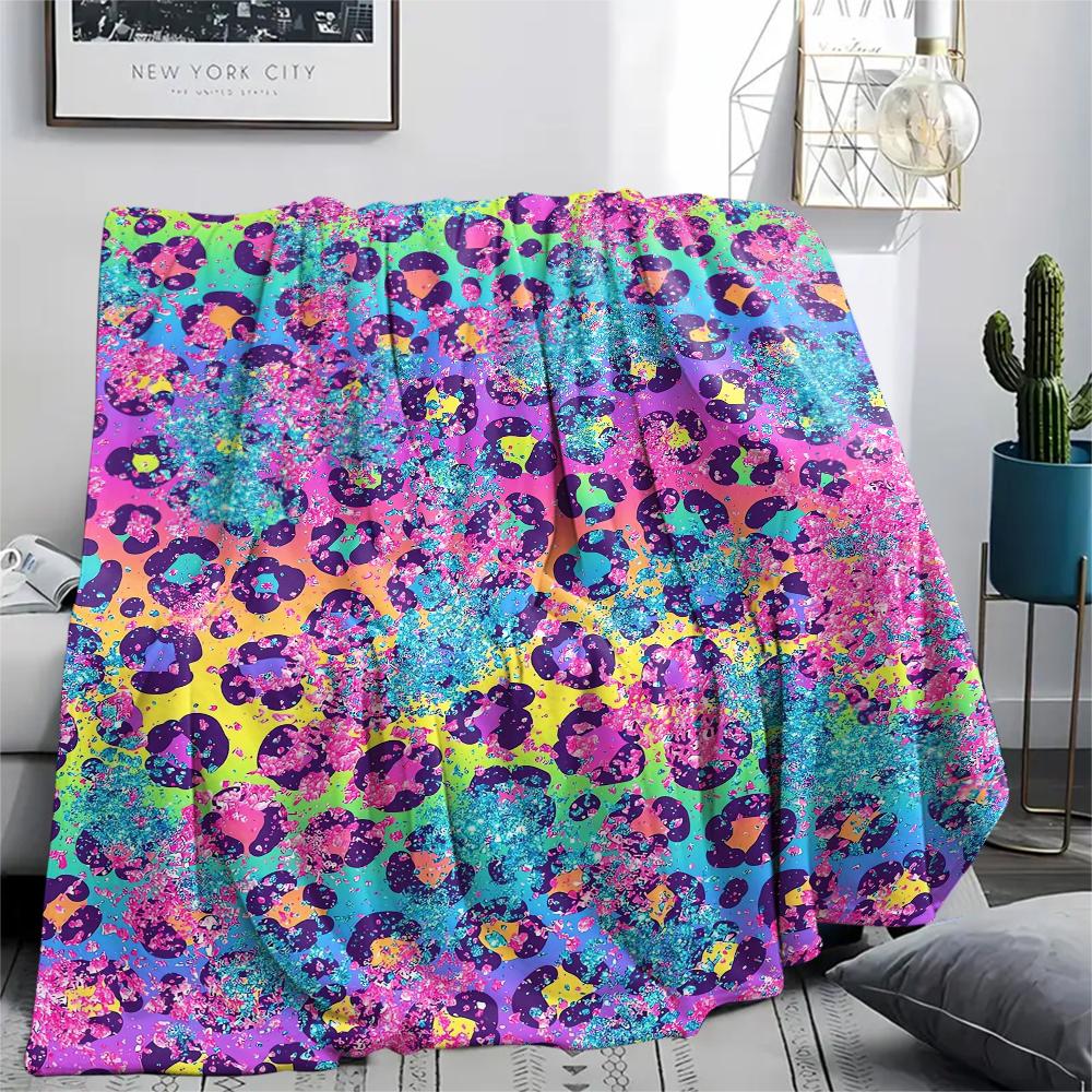 1Pc Leopard Pattern Print Flannel Blanket, High Quality Comfortable for All Seasons, Home Decor, Warmth and Comfort, Perfect for Christmas Gifts