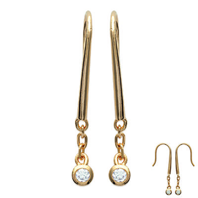 [J7210] - Gold Plated Earrings 'Déesse' Golden White - 30x2 Mm