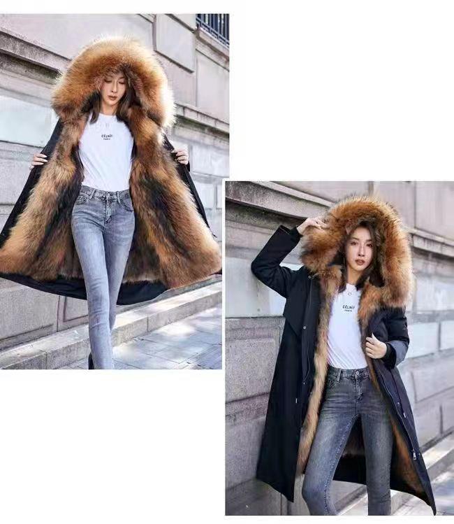 Women's Fur Detachable Shearling Winter Parka - Plus Size Warm Thick Down Jacket