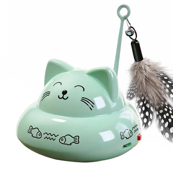 Cat Interactive Toy with Feather Bell Automatic Moving Cat Teaser Boredom Toy зелёный