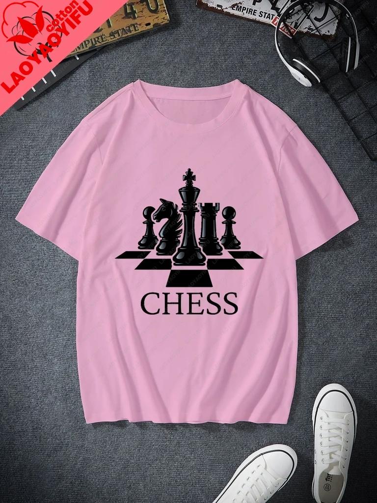 Classic Chess Fashion Printed Unisexs Tshirt Everyday Casual Street Wear Spring And Summer Unisexs Top Cotton 0 Neck Tshirt