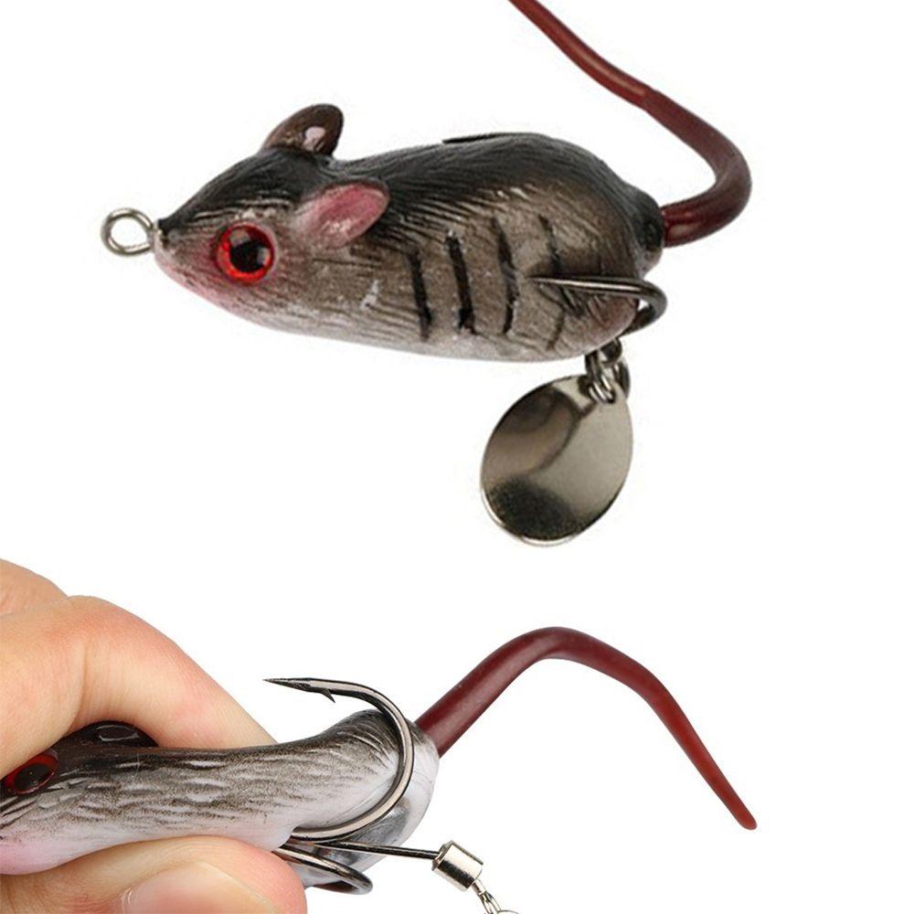 5.5cm/10.5g Hot Lifelike eyes Wobblers  Soft Mouse Bait Snakehead Hooks Fishing Lures Spinner Spoon