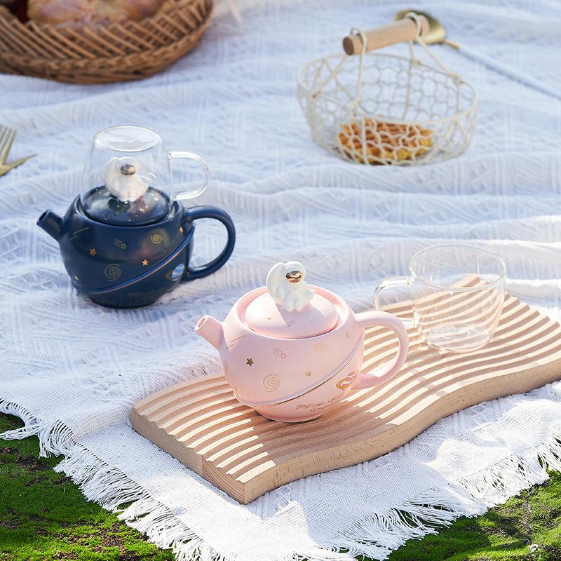 Moon Pot Tea Set Ceramic Tea Pot Star Glass Cup One Pot One Cup