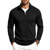 Men Solid Waffle Textured Half Zip Sweatshirt Stand Collar Long Sleeve Casual Knit Pullover Tops