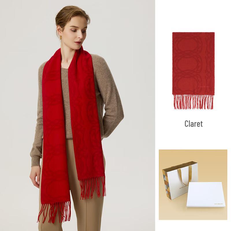 MARJA KURKI Warm Wool Cashmere Scarf - Imperial Whisper Red