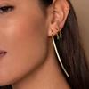 Green Zircon Square Ear Buckle Retro Cold Wind Earrings Blogger Stacked Geometric Rectangular Earrings Tide
