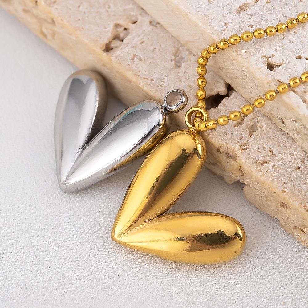 5pcs Stainless Steel Double Hole Love Heart Charms Gold Plated Hearts Pendant for DIY Jewelry Findings Necklace Earring Supplies