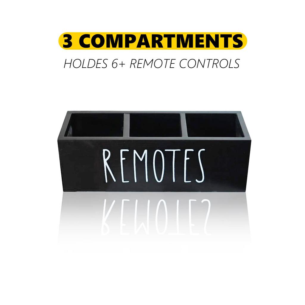 Remote Control Holder Farmhouse Remote Storage Caddy Bedside TV Controller Box Wood Media Organizer Tray for Home Bedroom Table