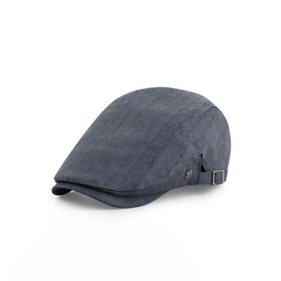 Oversized All-season Linen Hunting Cap with Herringbone Pattern for Middle-aged People