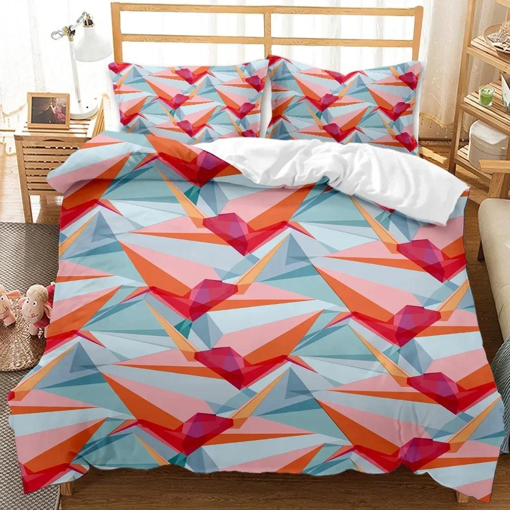 Bettbezug mit geometrischem Muster, Aquarell, abstrakte Malerei, für Steppdecke, Bettdecke, alle Jahreszeiten, Doppelbett, Queen-Size-Bett, King-Size-Bett, Polyester, Bettbezug